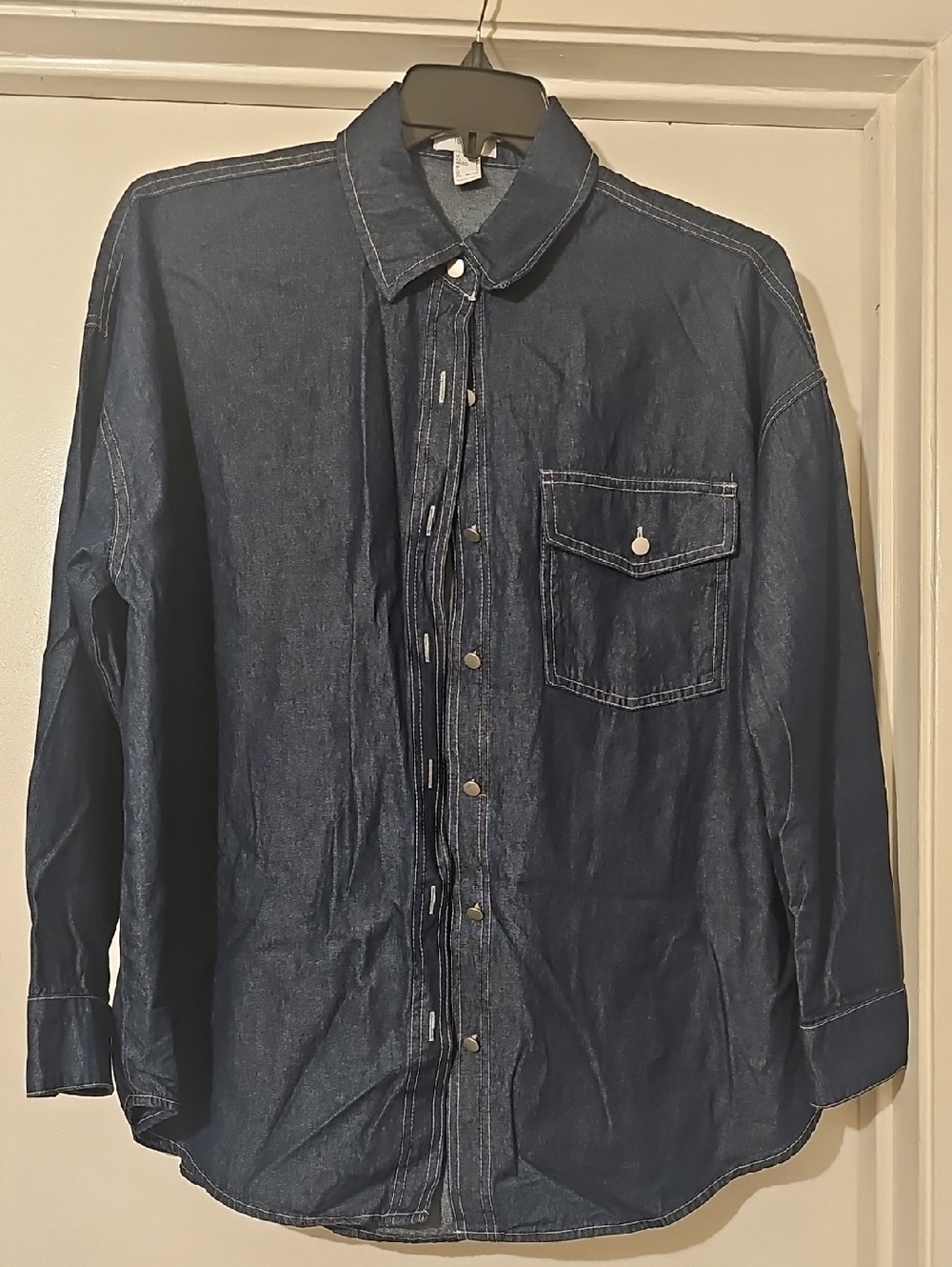 Forever 21 Dark Indigo Denim Shirt Jacket Tote 10